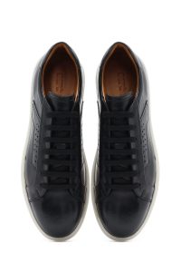 کتونی مردانه چرم مشکی بنددار دری مد