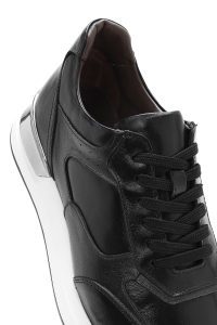 کتونی مردانه چرم مشکی بنددار دری مد