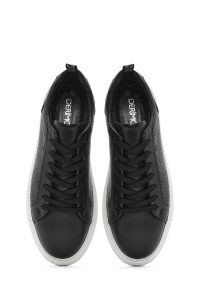 کتونی مردانه چرم مشکی بنددار دری مد