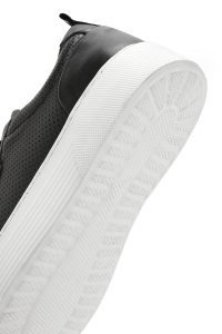 کتونی مردانه چرم مشکی بنددار دری مد