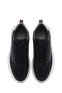 کتونی مردانه چرم مشکی بنددار دری مد