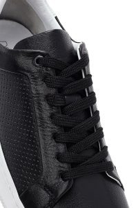 کتونی مردانه چرم مشکی بنددار دری مد