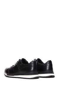 کتونی مردانه چرم مشکی بنددار روزمره دری مد