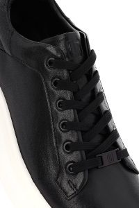 کتونی مردانه چرم مشکی بنددار زیره ضخیم دری مد