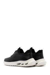 کتونی مردانه چرم مشکی بنددار زیره ضخیم دری مد