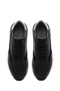 کتونی مردانه چرم مشکی بنددار زیره ضخیم دری مد