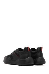 کتونی مردانه چرم مشکی بنددار زیره ضخیم کژوال دری مد