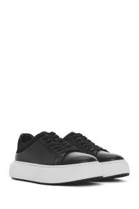 کتونی مردانه چرم مشکی بنددار زیره ضخیم دری مد