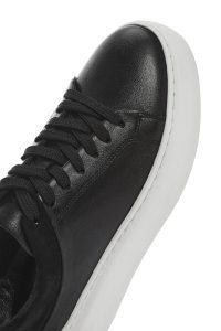 کتونی مردانه چرم مشکی بنددار زیره ضخیم دری مد