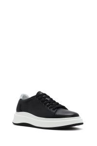 کتونی مردانه چرم مشکی بنددار زیره ضخیم دری مد