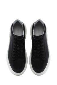 کتونی مردانه چرم مشکی بنددار زیره ضخیم دری مد