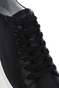 کتونی مردانه چرم مشکی بنددار زیره ضخیم دری مد