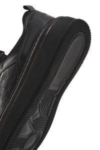 کتونی مردانه چرم مشکی بنددار زیره ضخیم دری مد