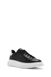 کتونی مردانه چرم مشکی بنددار زیره ضخیم دری مد