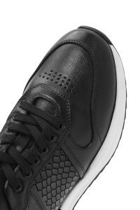 کتونی مردانه چرم مشکی بنددار کژوال دری مد