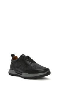 کتونی مردانه چرم مشکی بنددار کژوال دری مد