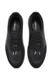 کتونی مردانه چرم مشکی بنددار کژوال دری مد