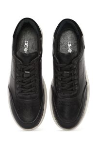 کتونی مردانه چرم مشکی بنددار کژوال دری مد