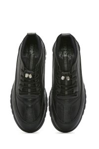 کتونی مردانه چرم مشکی بنددار کژوال دری مد