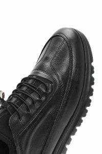 کتونی مردانه چرم مشکی بنددار کژوال دری مد