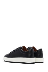 کتونی مردانه چرم مشکی زیره ضخیم بنددار دری مد