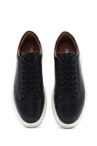 کتونی مردانه چرم مشکی زیره ضخیم بنددار دری مد