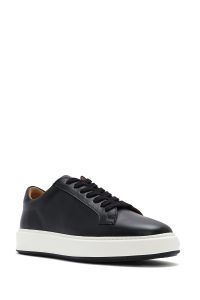 کتونی مردانه چرم مشکی زیره ضخیم بنددار دری مد