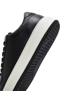 کتونی مردانه چرم مشکی زیره ضخیم بنددار دری مد