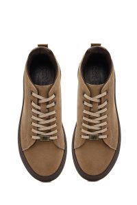 کتونی مردانه چرم نبوک ویزون بندی با زیره ضخیم دری مد