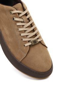 کتونی مردانه چرم نبوک ویزون بندی با زیره ضخیم دری مد