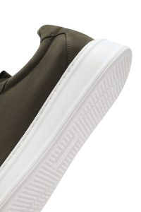 کتونی مردانه چرم نوبوک سبز زیتونی بنددار دری مد