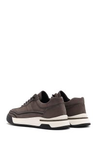 کتونی مردانه چرم نوبوک طوسی بنددار زیره ضخیم دری مد