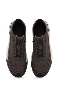 کتونی مردانه چرم نوبوک طوسی بنددار زیره ضخیم دری مد