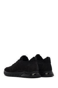 کتونی مردانه چرم نوبوک مشکی بنددار راحتی دری مد