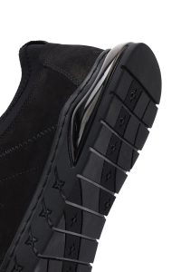 کتونی مردانه چرم نوبوک مشکی بنددار راحتی دری مد