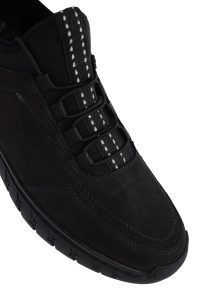 کتونی مردانه چرم نوبوک مشکی بنددار راحتی دری مد