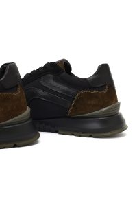 کتونی مردانه چرمی سبز بندی دری مد