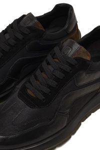 کتونی مردانه چرمی سبز بندی دری مد