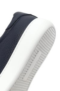 کتونی مردانه چرمی سرمه‌ای بندی با زیره ضخیم دری مد