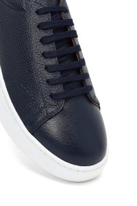 کتونی مردانه چرمی سرمه‌ای بندی با زیره ضخیم دری مد