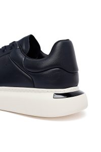 کتونی مردانه چرمی سرمه‌ای بندی زیره ضخیم دری مد