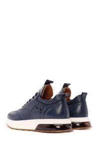 کتونی مردانه چرمی سرمه‌ای بندی زیره ضخیم دری مد