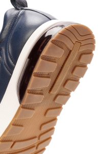 کتونی مردانه چرمی سرمه‌ای بندی زیره ضخیم دری مد