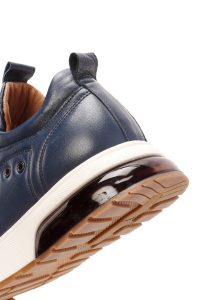 کتونی مردانه چرمی سرمه‌ای بندی زیره ضخیم دری مد