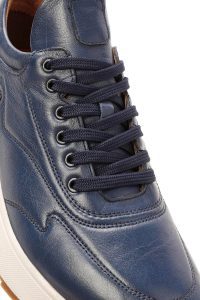 کتونی مردانه چرمی سرمه‌ای بندی زیره ضخیم دری مد