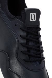 کتونی مردانه چرمی سرمه‌ای بندی زیره ضخیم کژوال دری مد