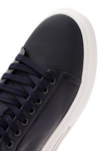 کتونی مردانه چرمی سرمه‌ای بندی زیره ضخیم دری مد