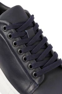 کتونی مردانه چرمی سرمه‌ای بندی زیره ضخیم دری مد