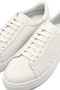 کتونی مردانه چرمی سفید بندی با زیره ضخیم دری مد