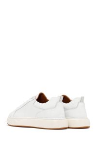 کتونی مردانه چرمی سفید بندی زیره ضخیم دری‌مد